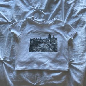 White Graphic Crop Top